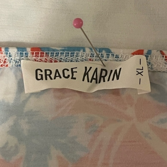 GRACE KARIN Strapless Ruched Top
Maxi Dress with Pockets Floral Red, size XL - Picture 6 of 8